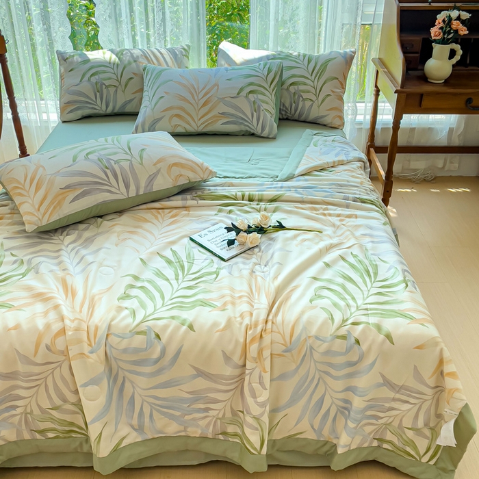 91家纺网 家纺一手货源 找家纺 千朵 2023新款冰激凌莱赛尔纤维系列夏被四件套 塞米琳