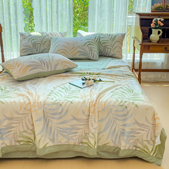 91家纺网 家纺一手货源 找家纺 千朵 2023新款冰激凌莱赛尔纤维系列夏被四件套 塞米琳