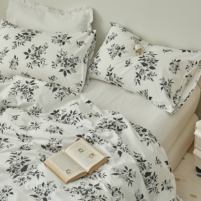 91家纺网 家纺一手货源 找家纺 窝米 2023夏季新品13370全棉四件花卉风系列 白茶