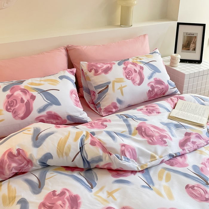 91家纺网 家纺一手货源 找家纺 窝米 2023夏季新品13370全棉四件花卉风系列 月月紫