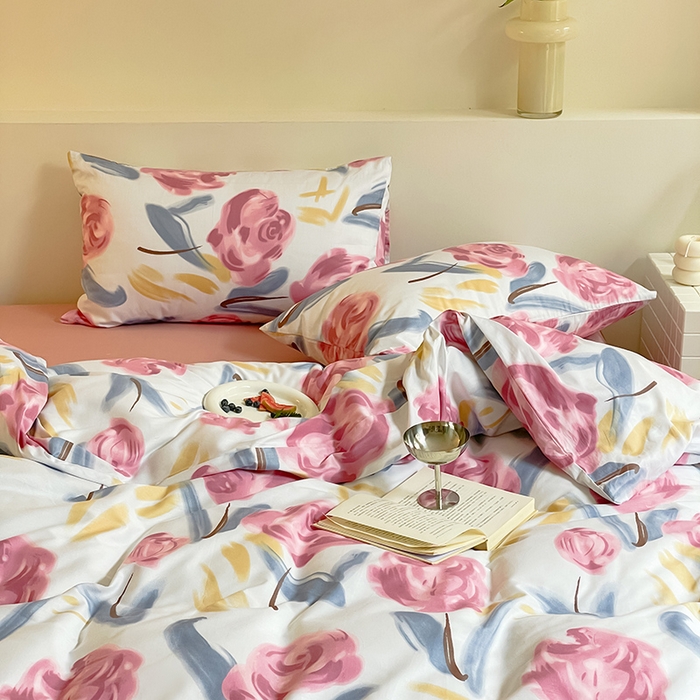 91家纺网 家纺一手货源 找家纺 窝米 2023夏季新品13370全棉四件花卉风系列 月月紫