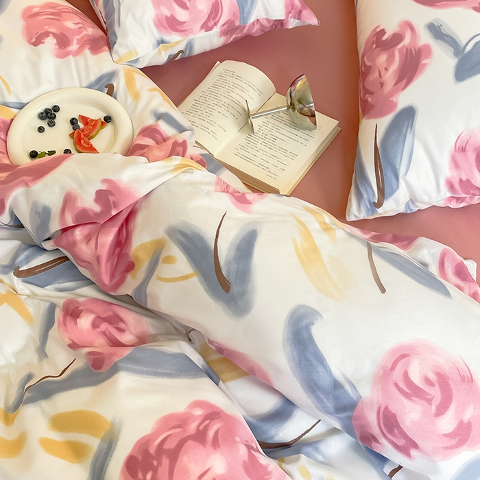 91家纺网 家纺一手货源 找家纺 窝米 2023夏季新品13370全棉四件花卉风系列 月月紫