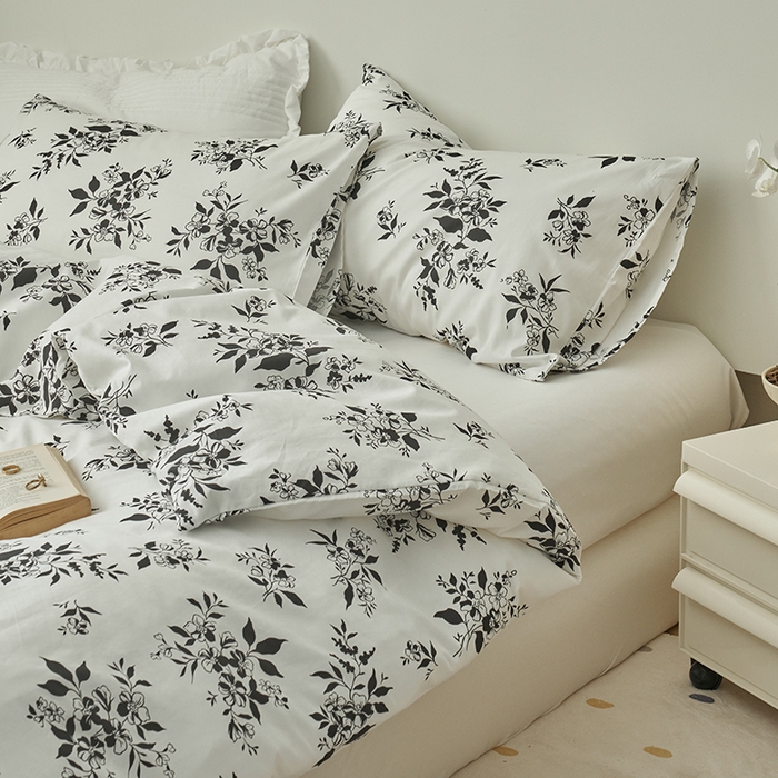 91家纺网 家纺一手货源 找家纺 窝米 2023夏季新品13370全棉四件花卉风系列 白茶