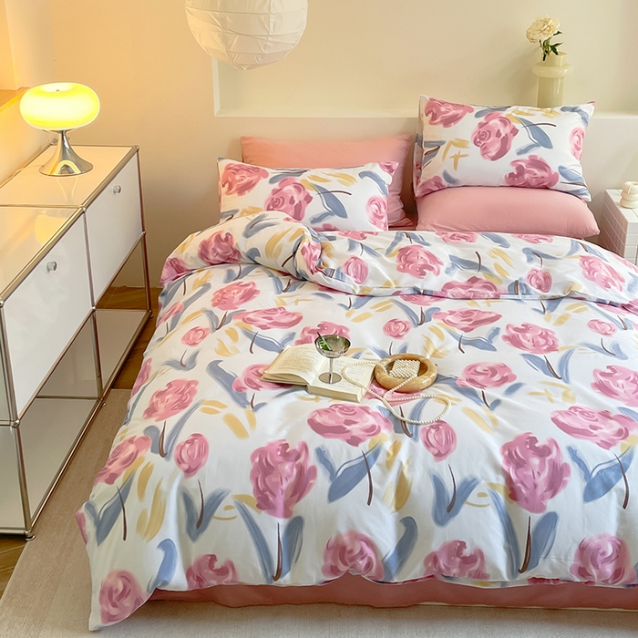 91家纺网 家纺一手货源 找家纺 窝米 2023夏季新品13370全棉四件花卉风系列 月月紫