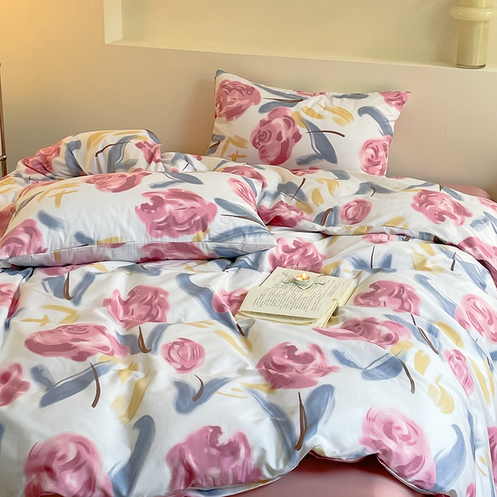 91家纺网 家纺一手货源 找家纺 窝米 2023夏季新品13370全棉四件花卉风系列 月月紫