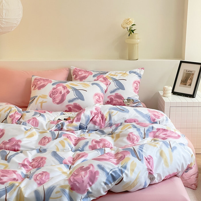 91家纺网 家纺一手货源 找家纺 窝米 2023夏季新品13370全棉四件花卉风系列 月月紫