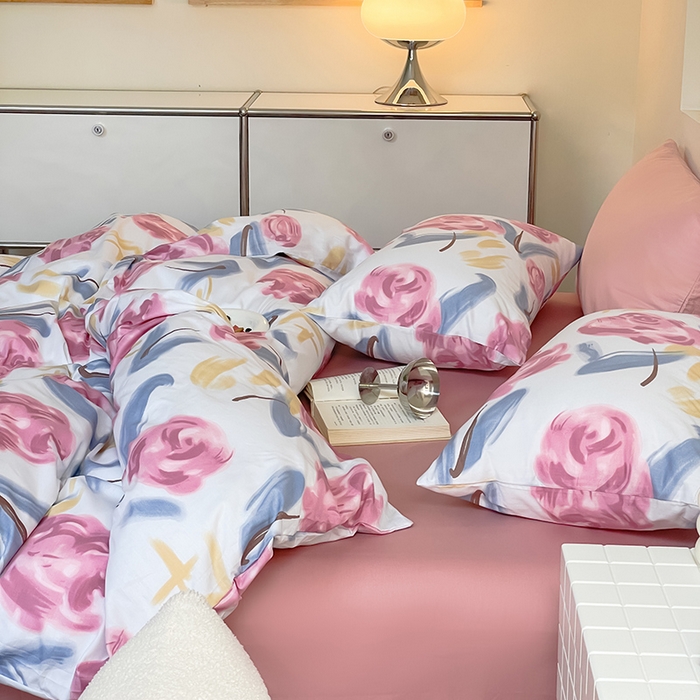 91家纺网 家纺一手货源 找家纺 窝米 2023夏季新品13370全棉四件花卉风系列 月月紫