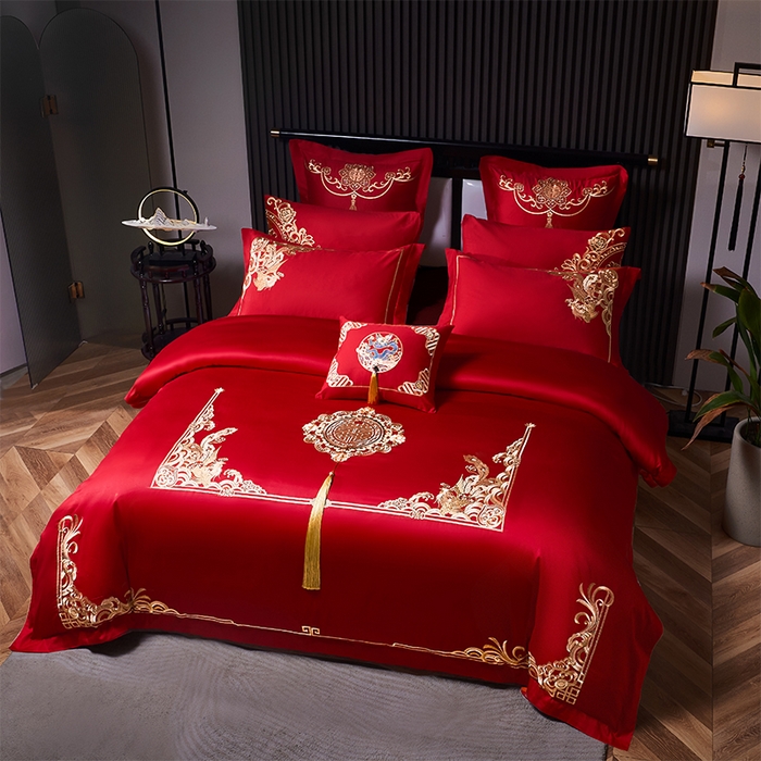 91家纺网 家纺一手货源 找家纺 （总）用心 2023新款亲肤磨毛刺绣婚庆四件套