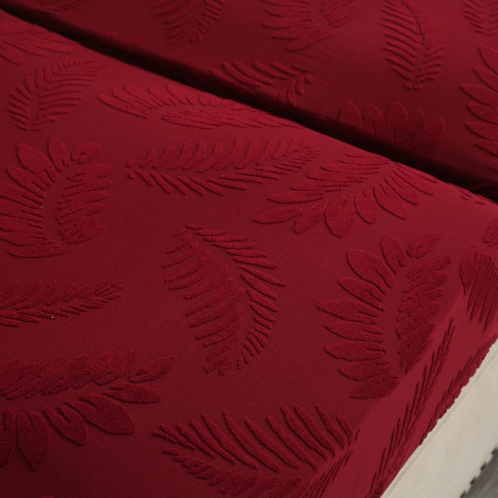 91家纺网 家纺一手货源 找家纺 兴妮雅家纺 2023新款大树叶防水弹力立体浮雕提花组合沙发坐垫套 酒红