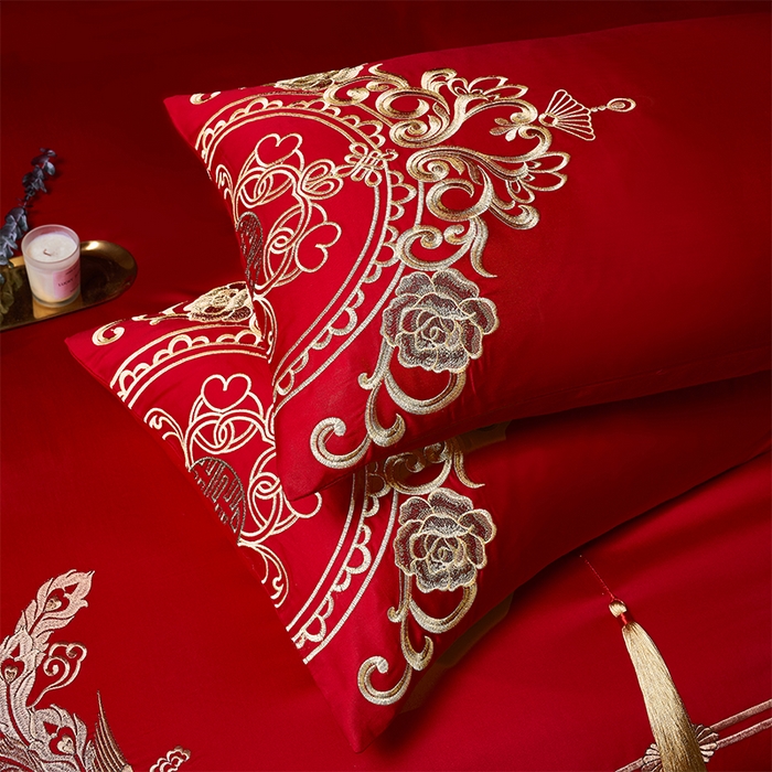 91家纺网 家纺一手货源 找家纺 （总）用心 2023新款亲肤磨毛刺绣婚庆四件套