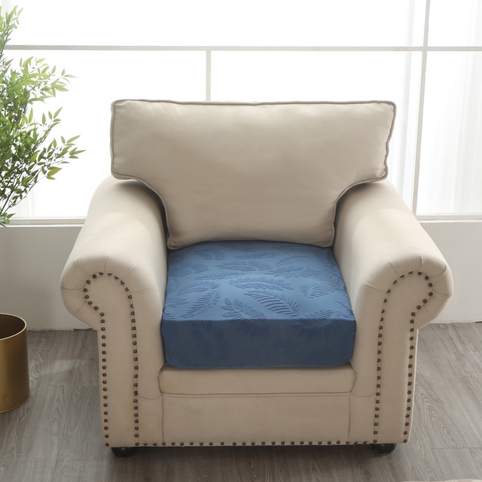 91家纺网 家纺一手货源 找家纺 兴妮雅家纺 2023新款大树叶防水弹力立体浮雕提花组合沙发坐垫套 宝蓝