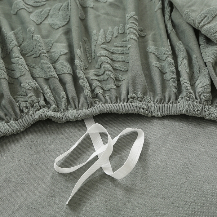 91家纺网 家纺一手货源 找家纺 兴妮雅家纺 2023新款大树叶防水弹力立体浮雕提花组合沙发坐垫套 抹茶绿