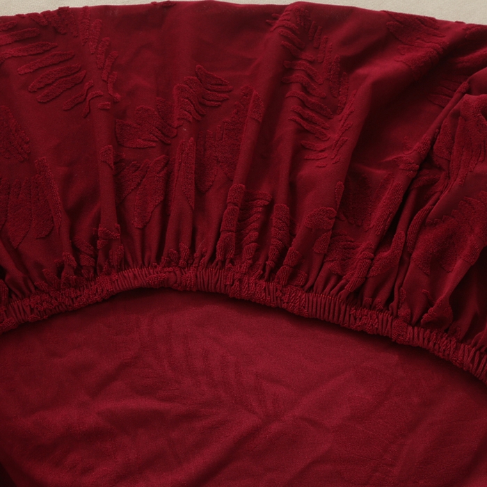 91家纺网 家纺一手货源 找家纺 兴妮雅家纺 2023新款大树叶防水弹力立体浮雕提花组合沙发坐垫套 酒红