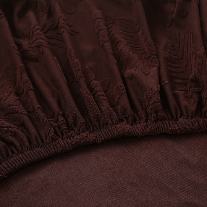 91家纺网 家纺一手货源 找家纺 兴妮雅家纺 2023新款大树叶防水弹力立体浮雕提花组合沙发坐垫套 咖啡