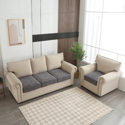 91家纺网 家纺一手货源 找家纺 兴妮雅家纺 2023新款大树叶防水弹力立体浮雕提花组合沙发坐垫套 深灰