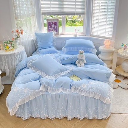 91家纺网 家纺一手货源 找家纺 （总）芭比蔓家纺 2024新款雪纺花边床裙四件套-花梦系列