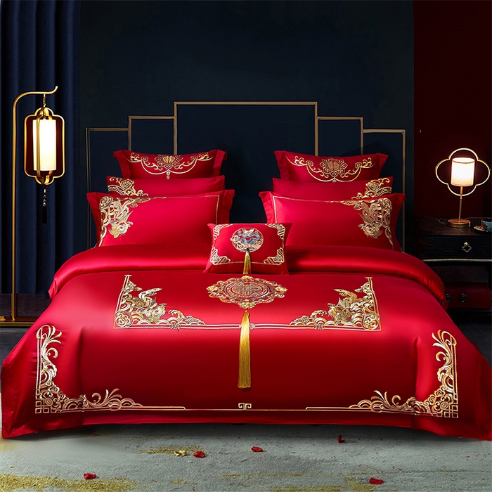 91家纺网 家纺一手货源 找家纺 （总）用心 2023新款亲肤磨毛刺绣婚庆四件套