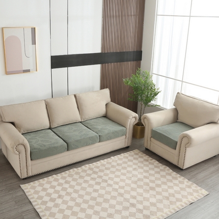 91家纺网 家纺一手货源 找家纺 （总）兴妮雅家纺 2023新款大树叶防水弹力立体浮雕提花组合沙发坐垫套