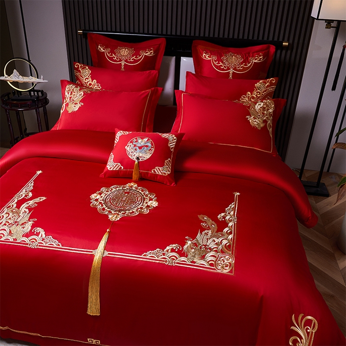 91家纺网 家纺一手货源 找家纺 （总）用心 2023新款亲肤磨毛刺绣婚庆四件套