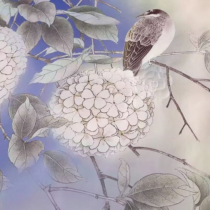 91家纺网 家纺一手货源 找家纺 富之航家纺 2023新款水洗天丝数码印花四件套 花开富贵-蓝