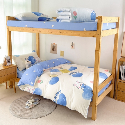 芃成家纺 2023新款全棉13070卡通印花学生三件套 开心兔