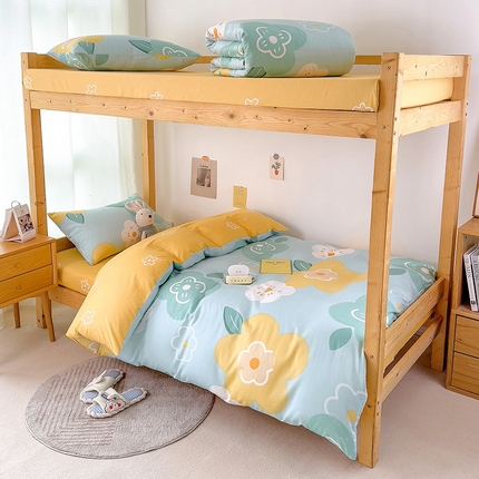 芃成家纺 2023新款全棉13070卡通印花学生三件套 春天里-蓝