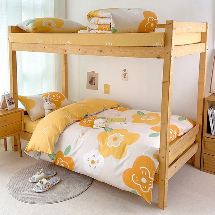 芃成家纺 2023新款全棉13070卡通印花学生三件套 春天里-桔