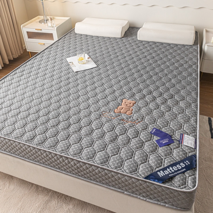 91家纺网 家纺一手货源 找家纺 元昊床垫 2025新款乳胶+D25高密度海绵床垫刺绣晚安小熊6公分9公分（永不塌陷）软硬适中 小熊暖灰（6cm）