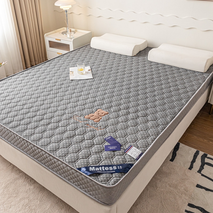 91家纺网 家纺一手货源 找家纺 元昊床垫 2025新款乳胶+D25高密度海绵床垫刺绣晚安小熊6公分9公分（永不塌陷）软硬适中 小熊暖灰（6cm）