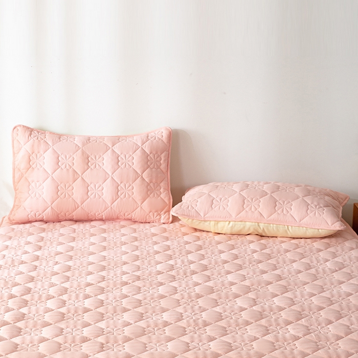 91家纺网 家纺一手货源 找家纺 恬澳家纺 2024新款A类夹棉原棉风枕套 四叶草-粉玉