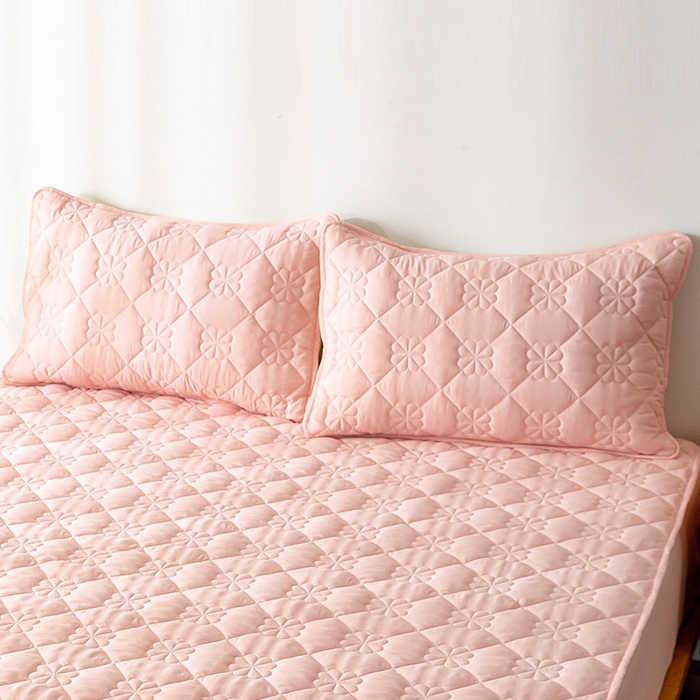 91家纺网 家纺一手货源 找家纺 恬澳家纺 2024新款A类夹棉原棉风枕套 四叶草-粉玉