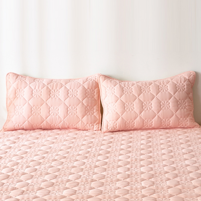 91家纺网 家纺一手货源 找家纺 恬澳家纺 2024新款A类夹棉原棉风枕套 四叶草-粉玉