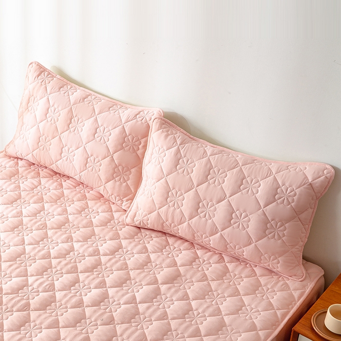 91家纺网 家纺一手货源 找家纺 恬澳家纺 2024新款A类夹棉原棉风枕套 四叶草-粉玉