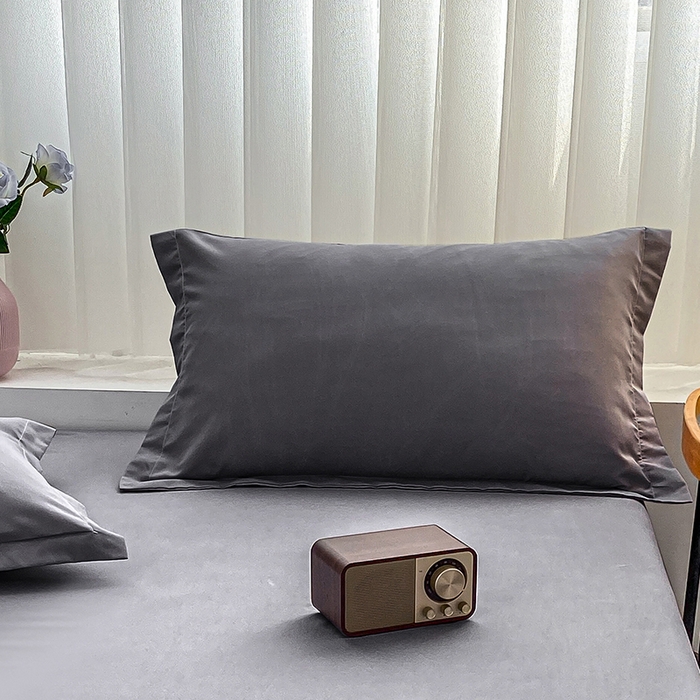 91家纺网 家纺一手货源 找家纺 恬澳家纺 2024新款亲肤磨毛单枕套系列-实拍风 深邃灰