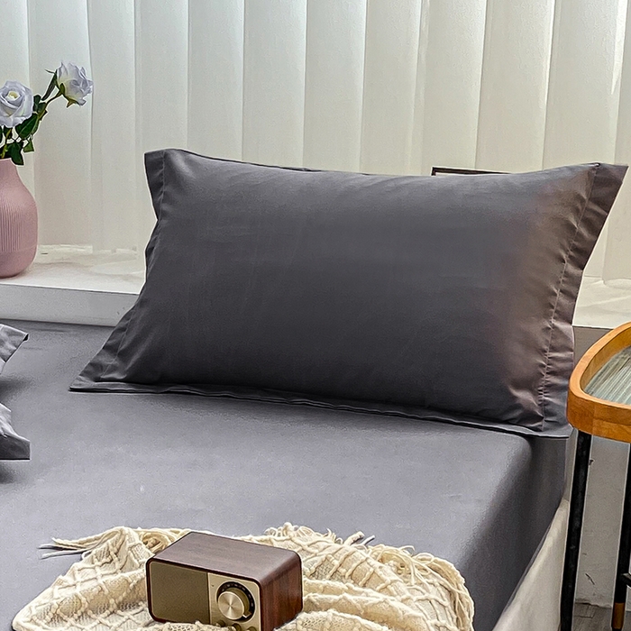 91家纺网 家纺一手货源 找家纺 恬澳家纺 2024新款亲肤磨毛单枕套系列-实拍风 深邃灰