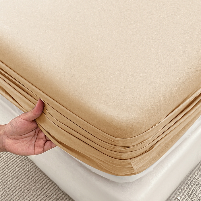 91家纺网 家纺一手货源 找家纺 恬澳家纺 2024新款实拍风单床笠 浅卡其