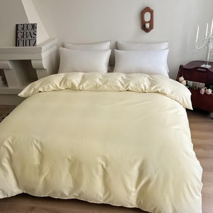 91家纺网 家纺一手货源 找家纺 艾迪尚家纺 2025新款100s生态全棉纯色磨毛单品被套 玉子黄