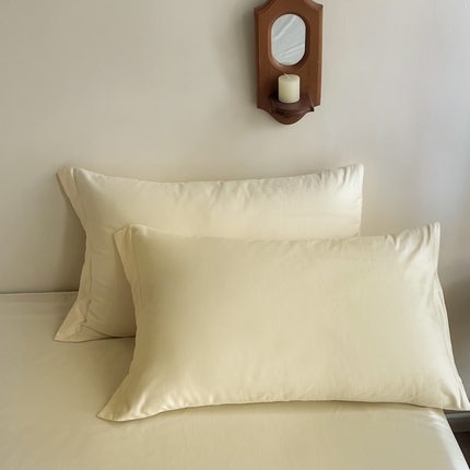 91家纺网 家纺一手货源 找家纺 艾迪尚家纺 2025新款100s生态全棉纯色磨毛单品单枕套 玉子黄