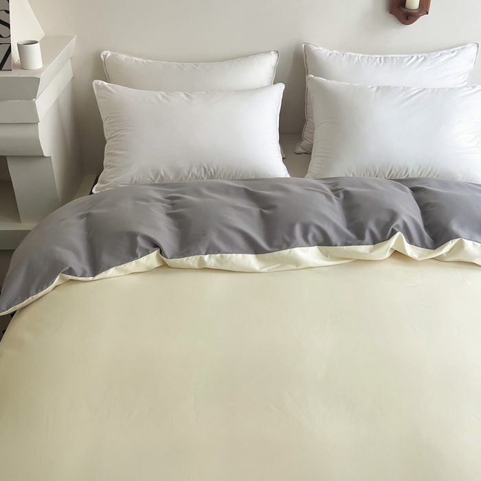 91家纺网 家纺一手货源 找家纺 艾迪尚家纺 2025新款100s生态全棉纯色磨毛单品被套 白玉灰