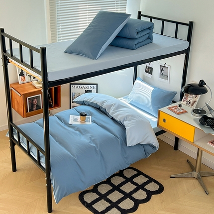 91家纺网 家纺一手货源 找家纺 （总）yyds网供 2023新款双拼AB版亲肤水洗棉纯色被套学生宿舍三件套单人双人四件套