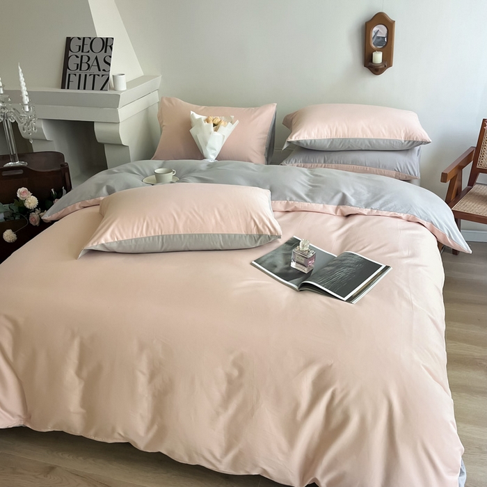 91家纺网 家纺一手货源 找家纺 艾迪尚家纺 2025新款100s生态全棉纯色磨毛四件套 淡妃粉