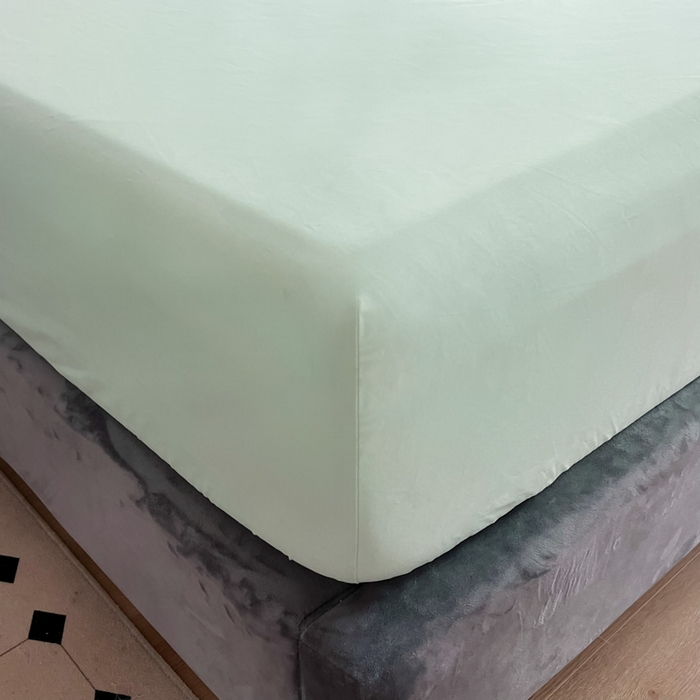 91家纺网 家纺一手货源 找家纺 艾迪尚家纺 2025新款100s生态全棉纯色磨毛单品床笠 阿克曼绿