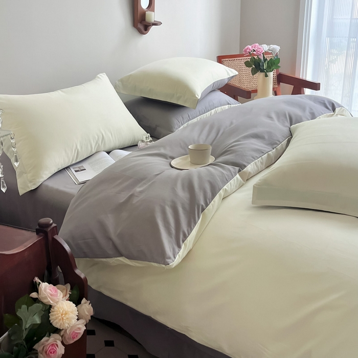 91家纺网 家纺一手货源 找家纺 艾迪尚家纺 2025新款100s生态全棉纯色磨毛四件套 白玉灰