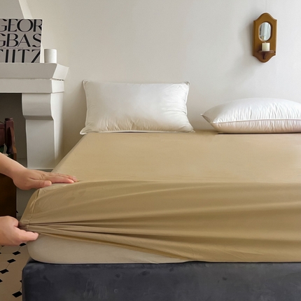 91家纺网 家纺一手货源 找家纺 艾迪尚家纺 2025新款100s生态全棉纯色磨毛单品床笠 布莱克黄