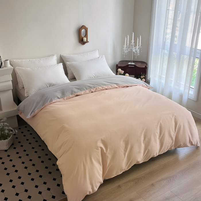 91家纺网 家纺一手货源 找家纺 艾迪尚家纺 2025新款100s生态全棉纯色磨毛单品被套 淡妃粉