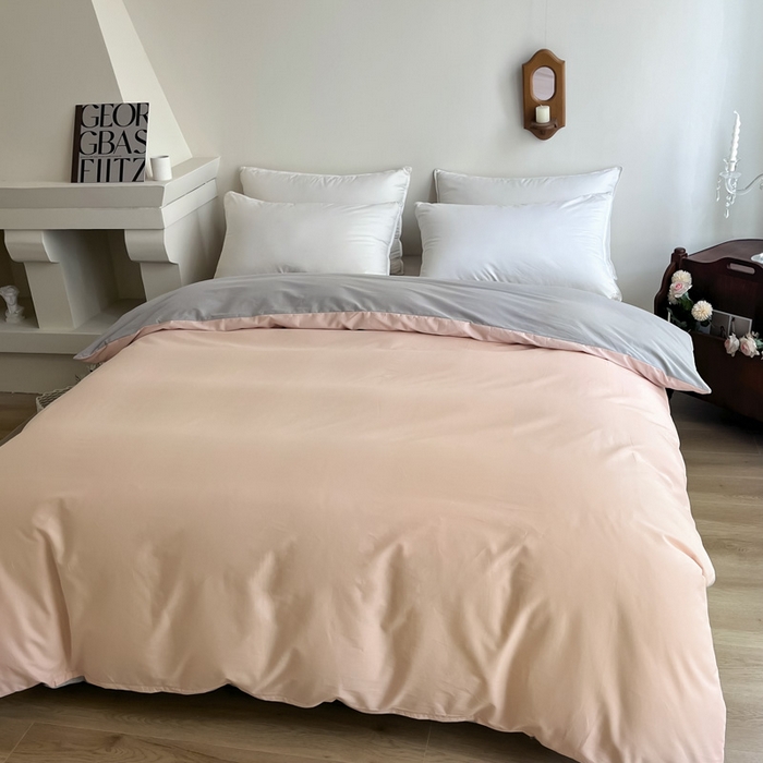 91家纺网 家纺一手货源 找家纺 艾迪尚家纺 2025新款100s生态全棉纯色磨毛单品被套 淡妃粉