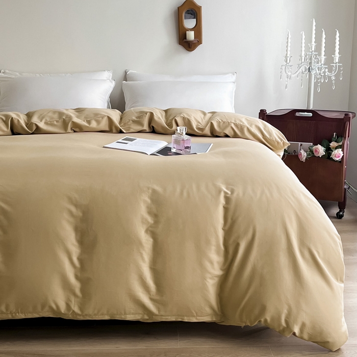 91家纺网 家纺一手货源 找家纺 艾迪尚家纺 2025新款100s生态全棉纯色磨毛单品被套 布莱克黄