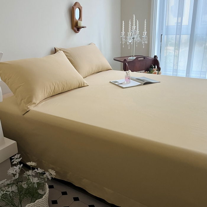 91家纺网 家纺一手货源 找家纺 艾迪尚家纺 2025新款100s生态全棉纯色磨毛单品床单 布莱克黄