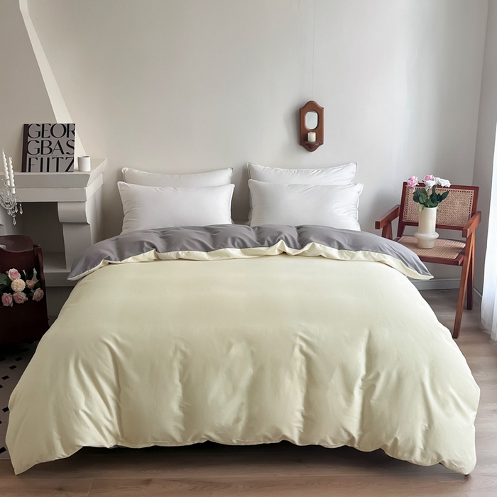 91家纺网 家纺一手货源 找家纺 艾迪尚家纺 2025新款100s生态全棉纯色磨毛单品被套 白玉灰