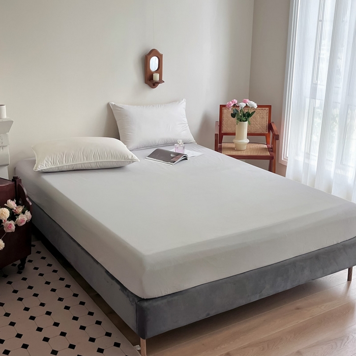 91家纺网 家纺一手货源 找家纺 艾迪尚家纺 2025新款100s生态全棉纯色磨毛单品床笠 淡妃粉